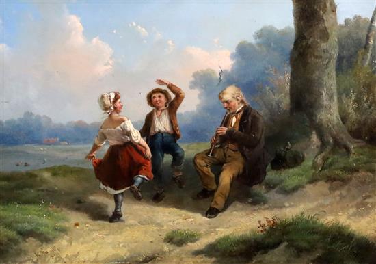 Robert Favelle (Dutch, C19th) Dancing Lesson & First Presented.. 9.5 x 13.5in.